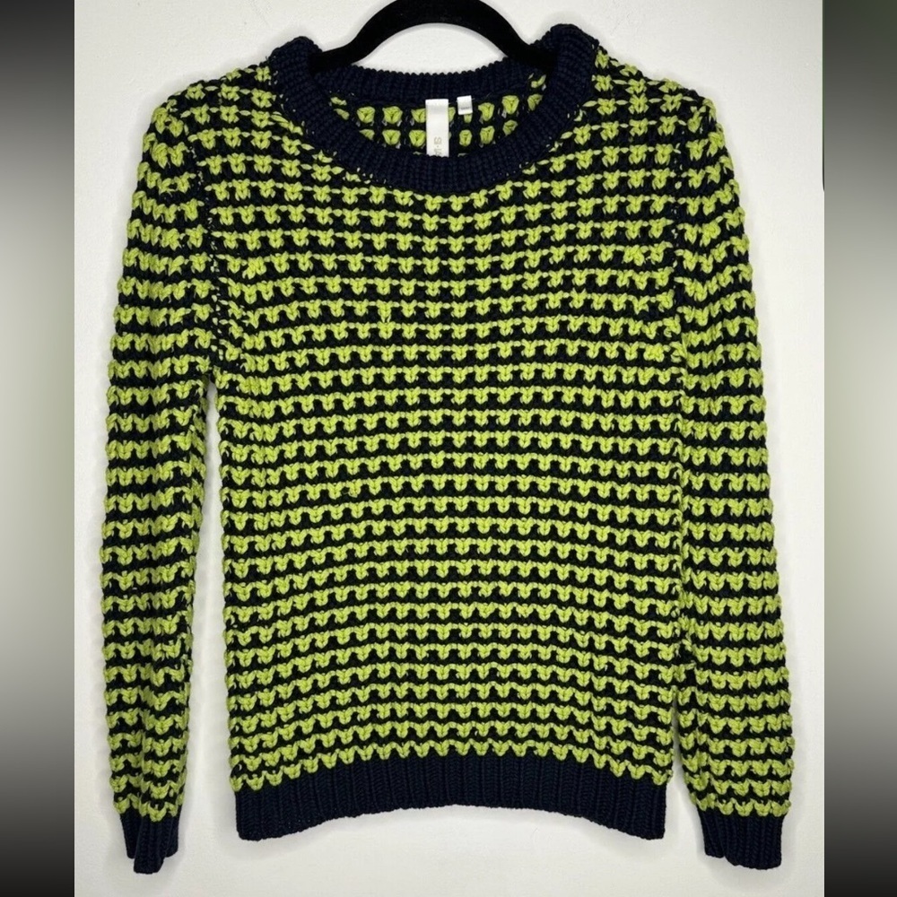Anthropologie Si iae Women’s Medium 100% Cotton Chunky Knit Crochet Sweater EUC